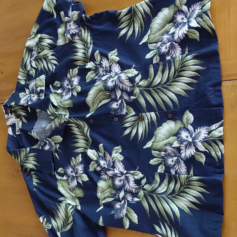 Womans Aloha Republic Tropical Navy 2X Hawaiian Shirt